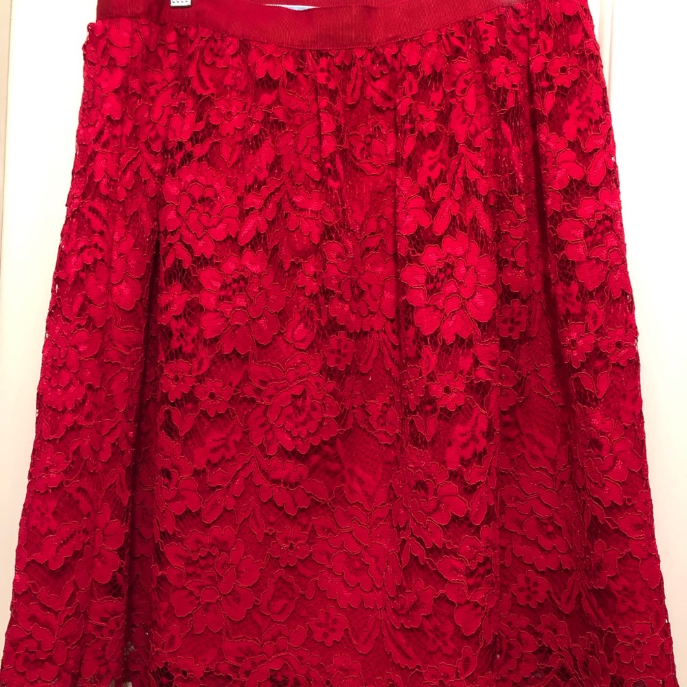 Draper James Blooming Red Lace Skirt